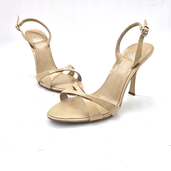 Jeffrey Campbell Marielle Beige Patent Leather Slingback Sandal Sz 7 - Picture 1 of 9